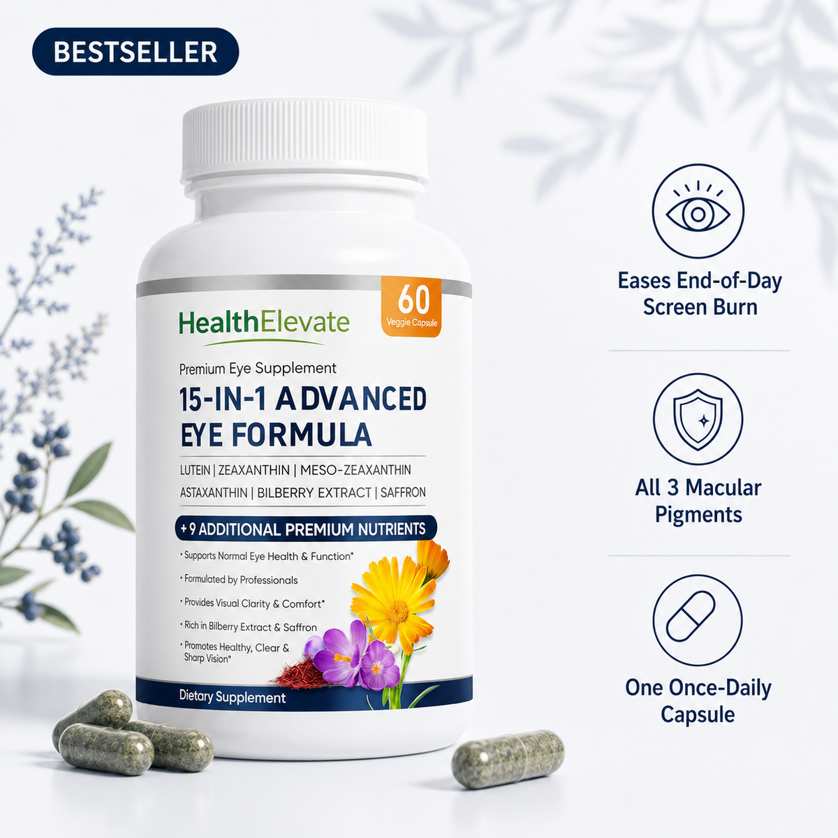 HealthElevate — 15-in-1 Complete Eye Health Formula